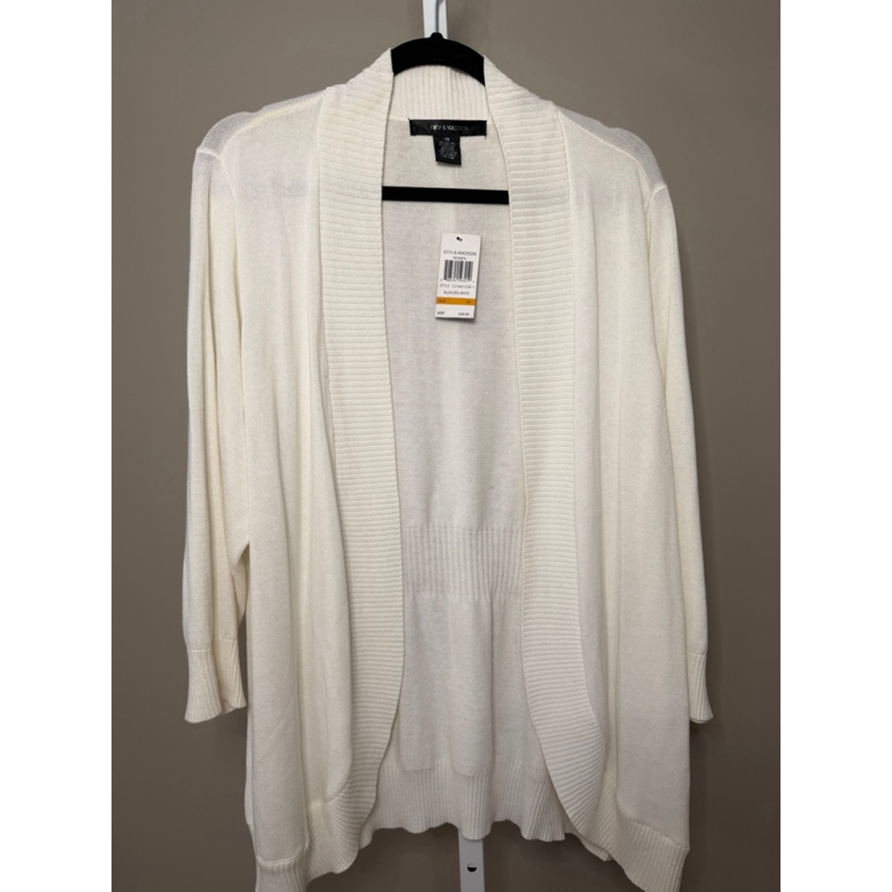 Women's 89th & Madison Cardigan 3X Bleached White